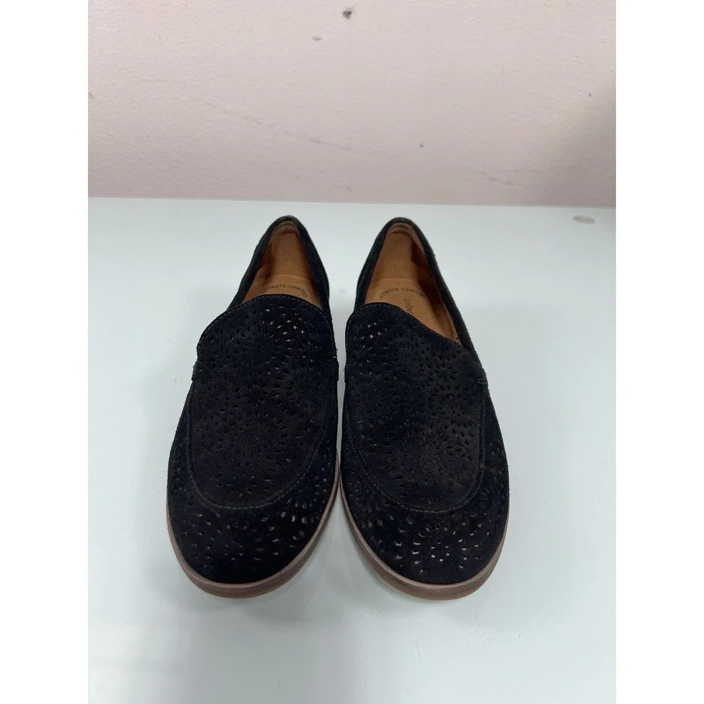 Clarks Collection Women's Size 8‎ Black Suede Loafers Slip On Comfort Shoes